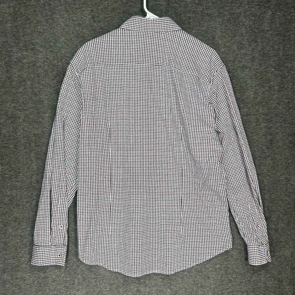 Butter Cloth Shirt Mens Large White Blue red Checked Button Up‎ Geometric Preppy - Picture 13 of 14